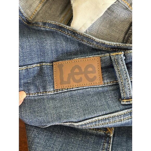 Lee Denim Bib Overall Shorts Womens M Blue Jean Pockets Shortalls Tomboy - Picture 6 of 7